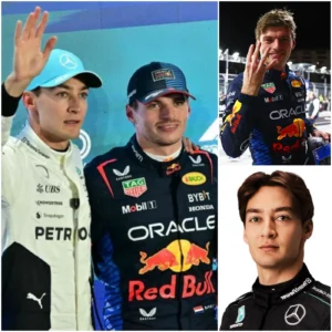 In a fierce battle on the Formula One track, Verstappen threatens Russell.