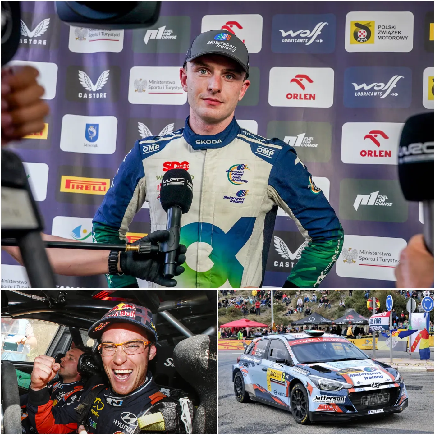 Thierry Neuville congratulates Josh McErlean on joining the WRC.